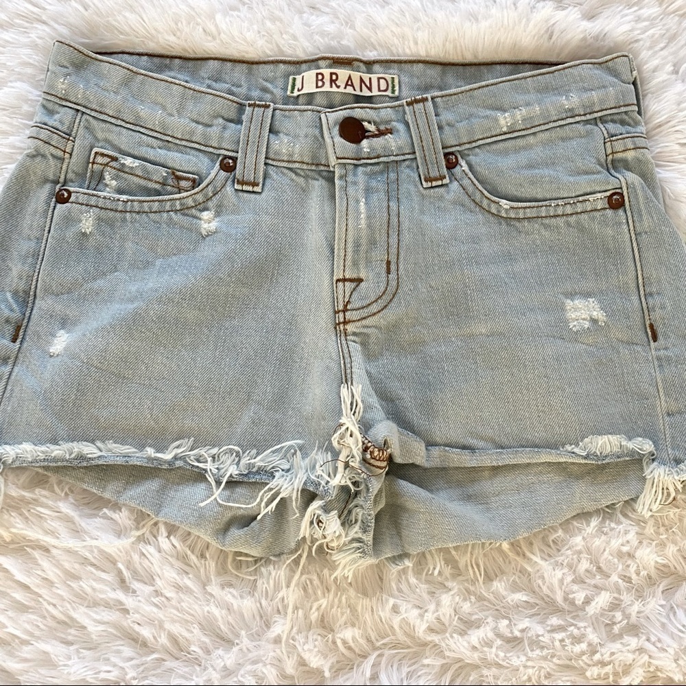 J brand aquarius distressed cutoff denim jean shorts size 24